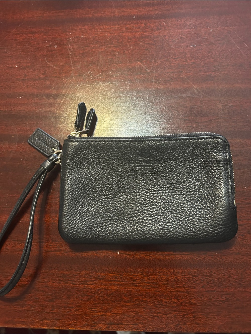 Coach Black Leather Wristlet Clutch